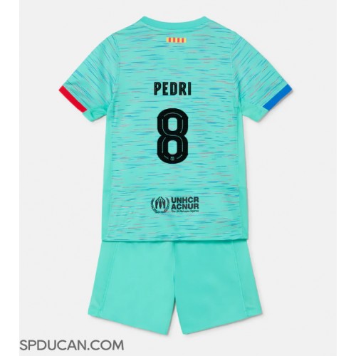 Dječji Nogometni Dres Barcelona Pedri Gonzalez #8 Rezervni 2023-24 Kratak Rukav (+ Kratke hlače)